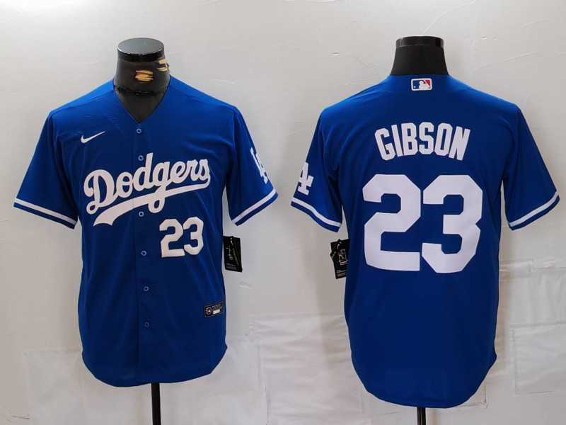 Men%27s Los Angeles Dodgers #23 Kirk Gibson Number Blue Cool Base Stitched Jerseys->los angeles dodgers->MLB Jersey